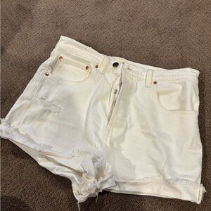 Levi’s White Distressed Denim Shorts
